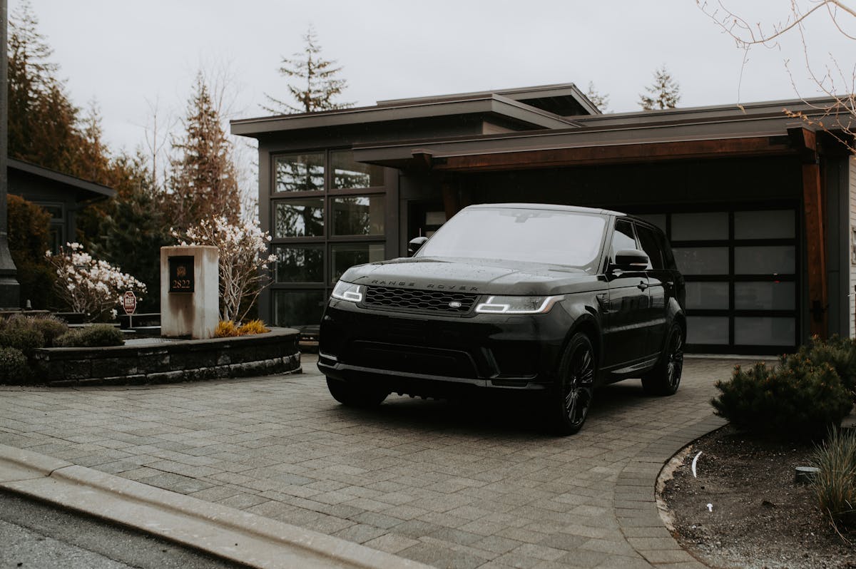 Black SUV Car Parked in the Driveway